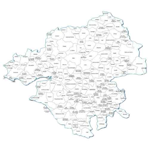 Carte Loire-Atlantique Zone de chalandise Haie2jardin Taille de haie, arbres et arbustes