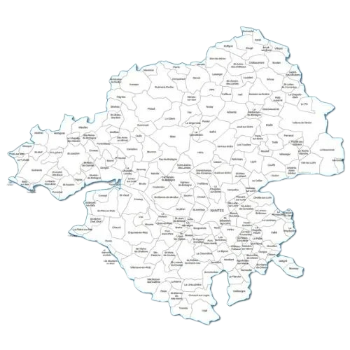 Carte Loire-Atlantique Zone de chalandise Haie2jardin Taille de haie, arbres et arbustes